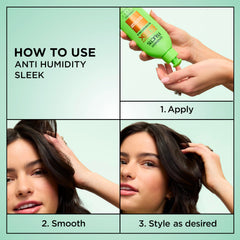 Garnier Fructis being applied to damp hair to reduce frizz and aid styling