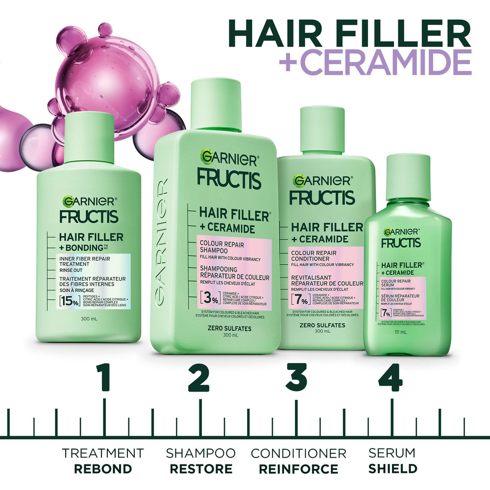 Garnier Fructis conditioner applied to wet hair in shower for conditioning benefit
