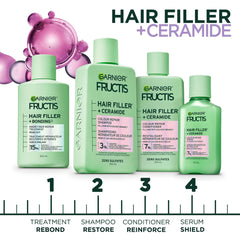 Garnier Fructis conditioner applied to wet hair in shower for conditioning benefit
