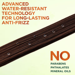 Garnier Fructis before and after hair comparison showing reduced frizz benefit