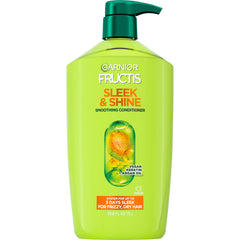 Garnier Fructis bottle front showing sleek shine and large size benefit