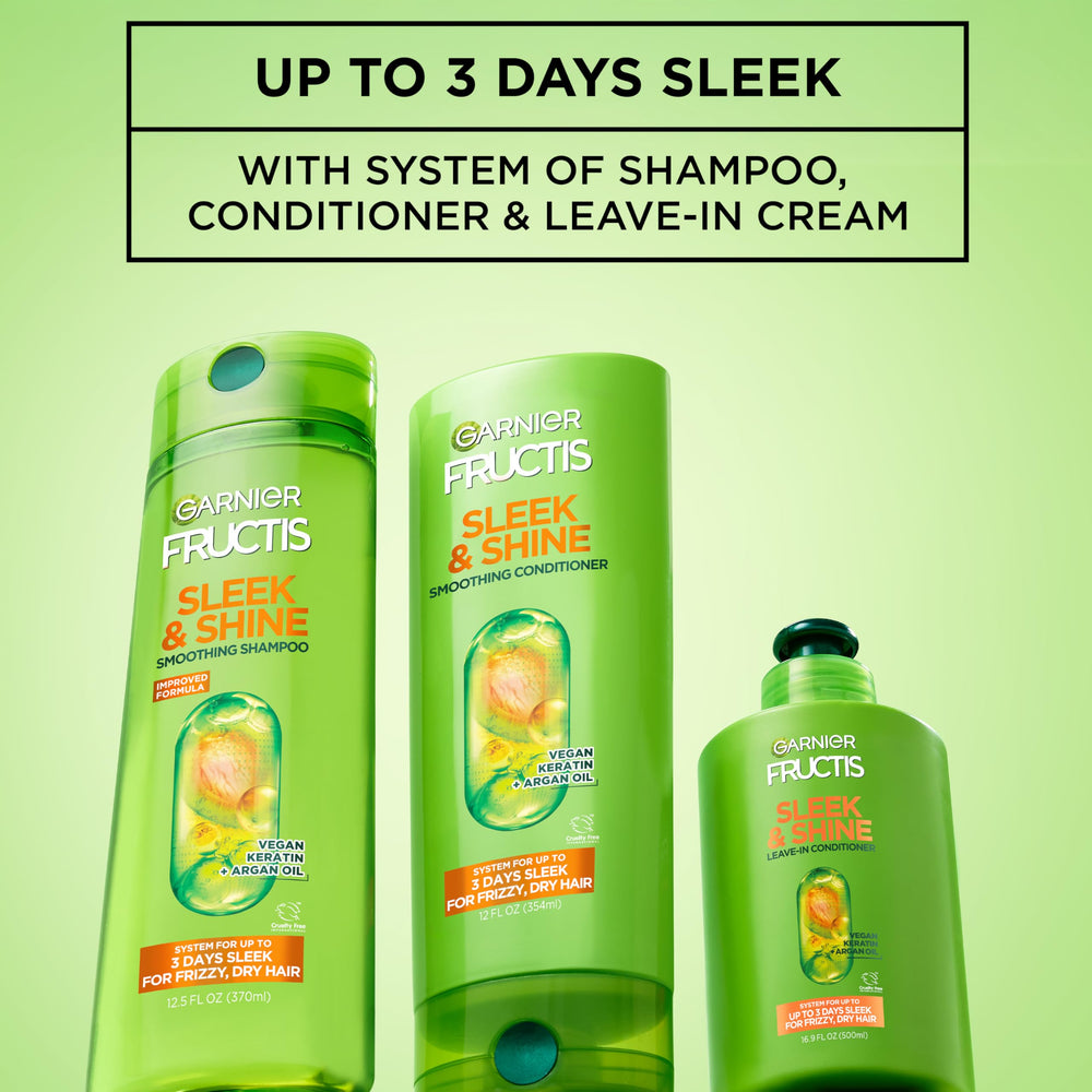 Garnier Fructis label detail highlighting argan oil and key benefits