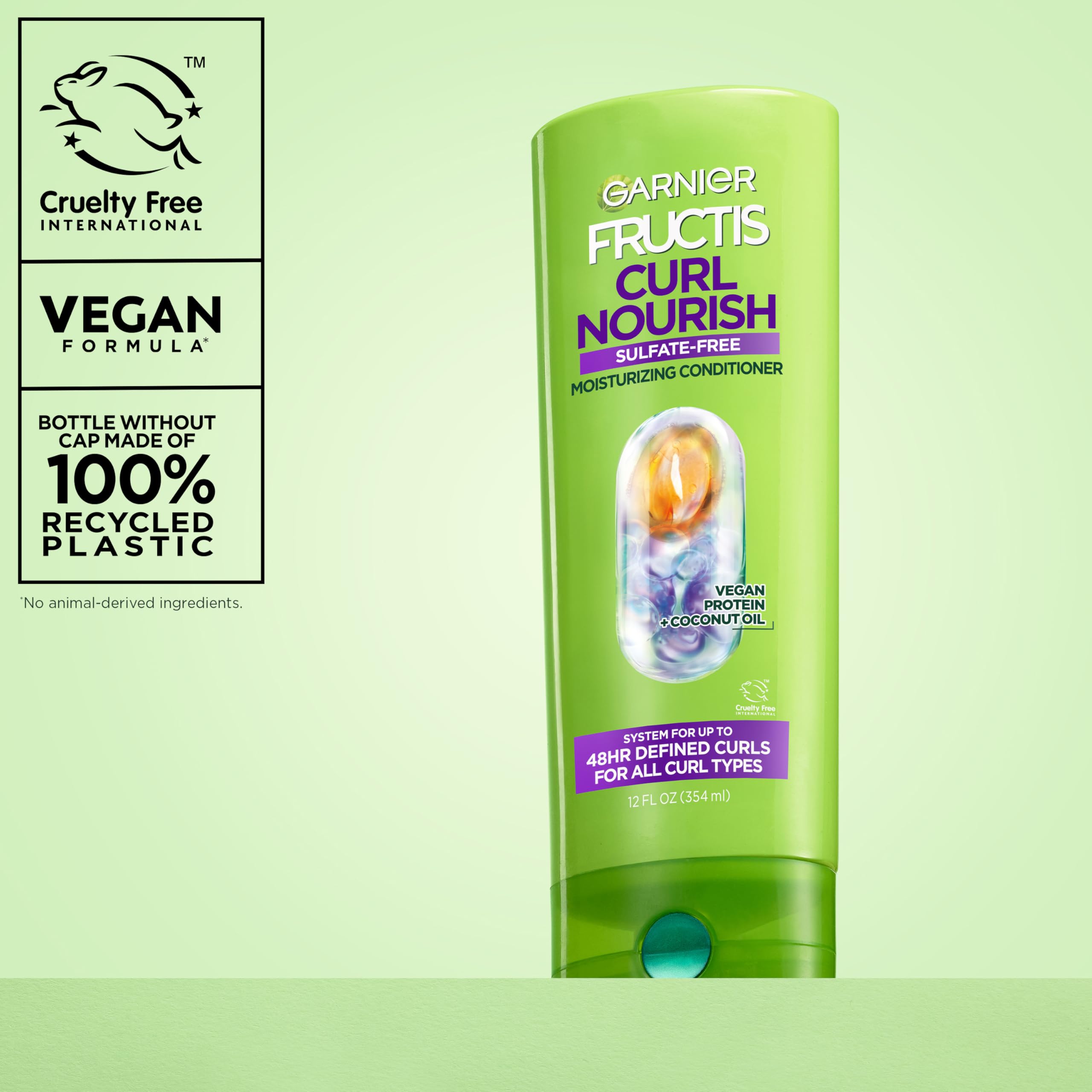Garnier Fructis recycled plastic bottle detail highlighting greener choice