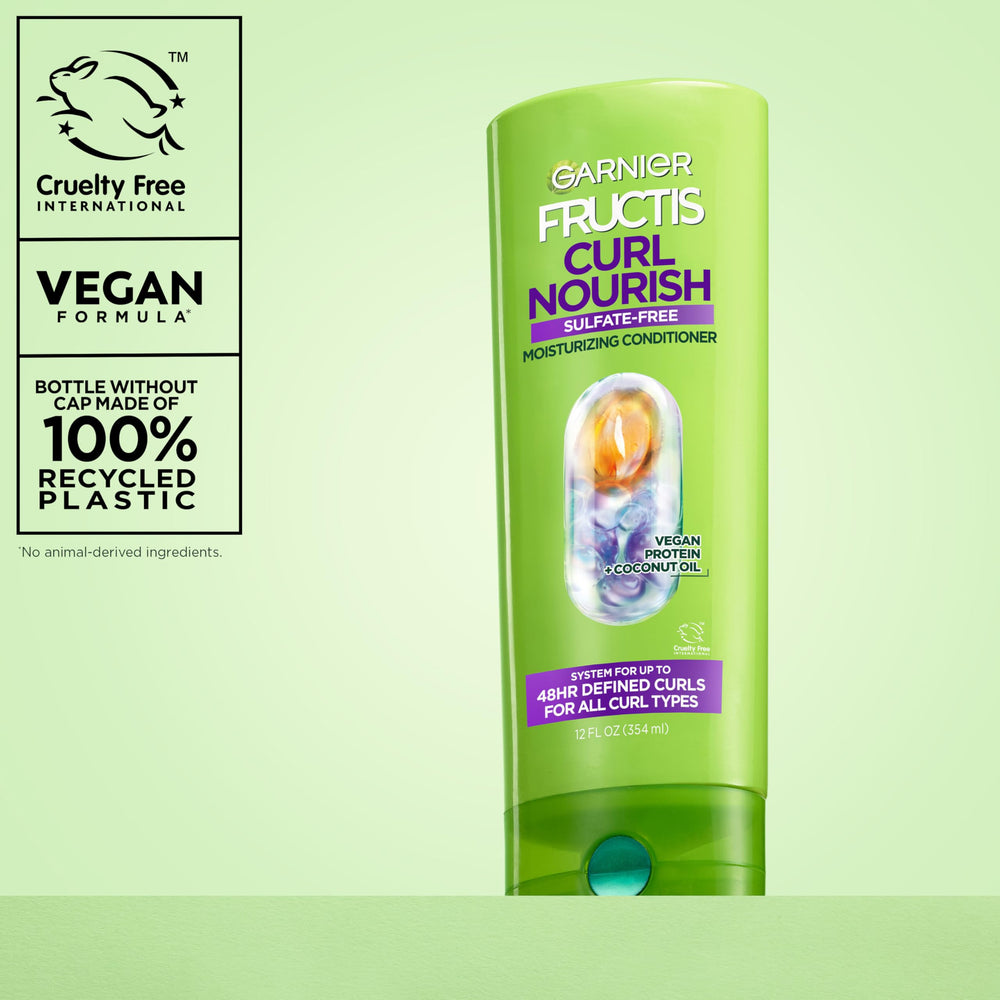 Garnier Fructis recycled plastic bottle detail highlighting greener choice