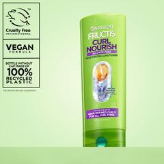 Garnier Fructis recycled plastic bottle detail highlighting greener choice