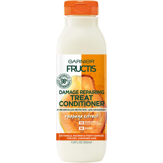 Garnier Fructis front packaging showing papaya and nourishing promise