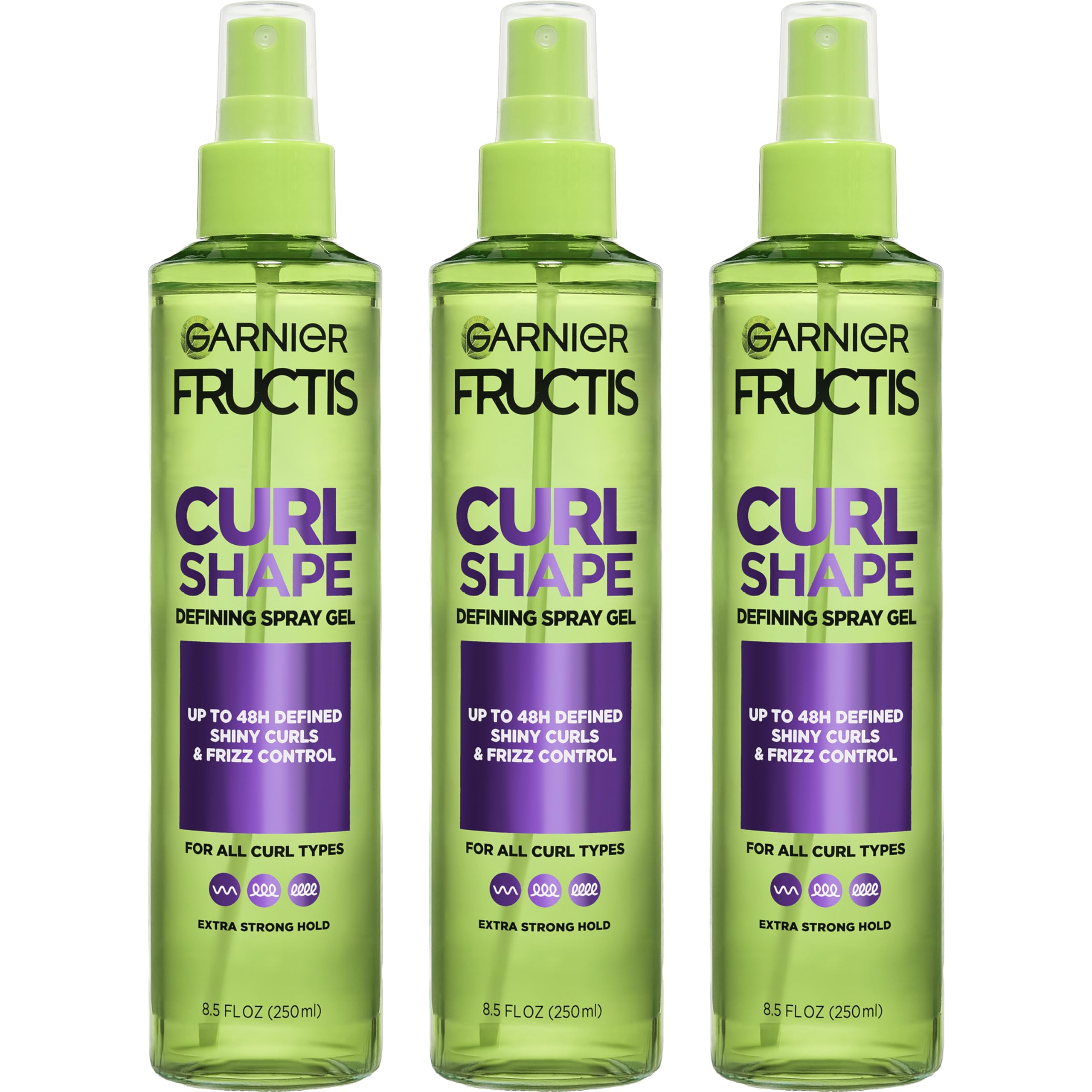 garnier product front packaging showing bottle and branding, clear styling benefit