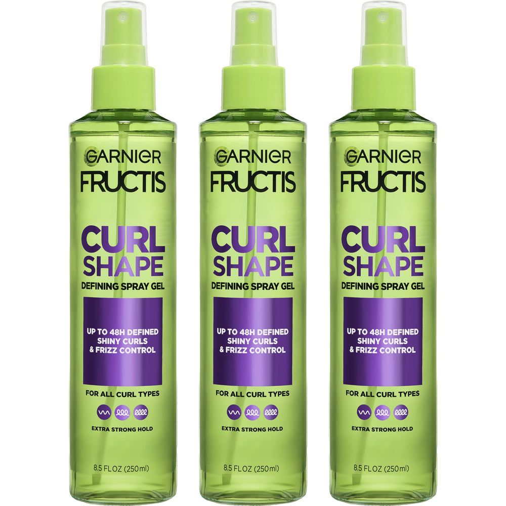 garnier product front packaging showing bottle and branding, clear styling benefit
