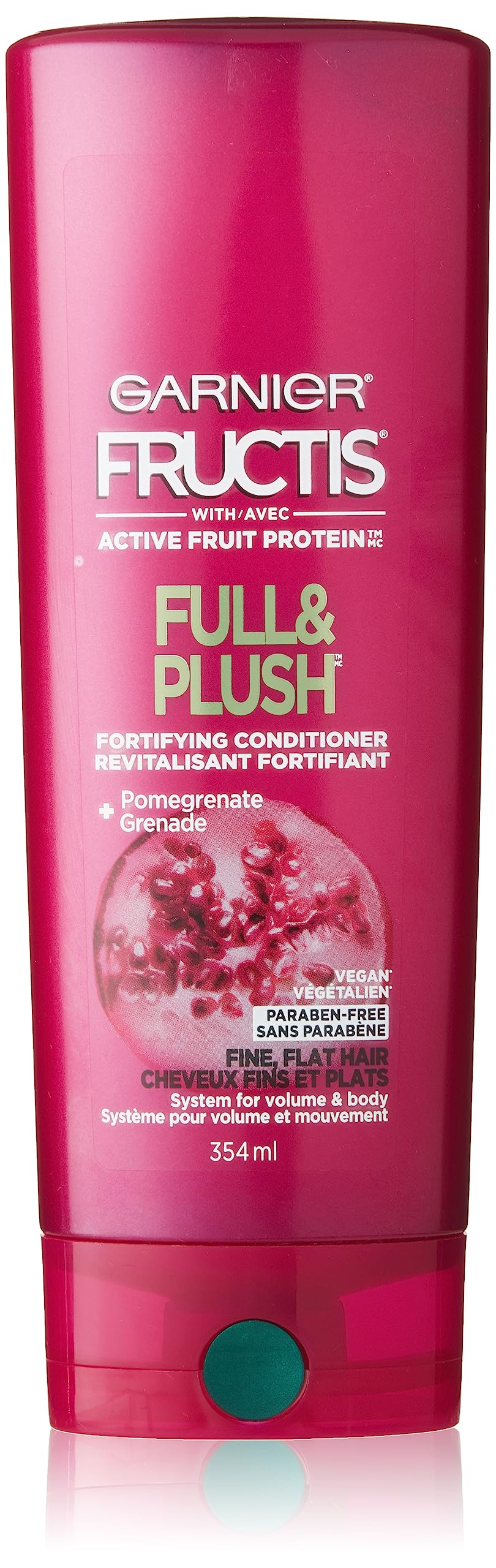 Garnier Fructis full and plush front packaging showing bottle and label for easy identification and benefit