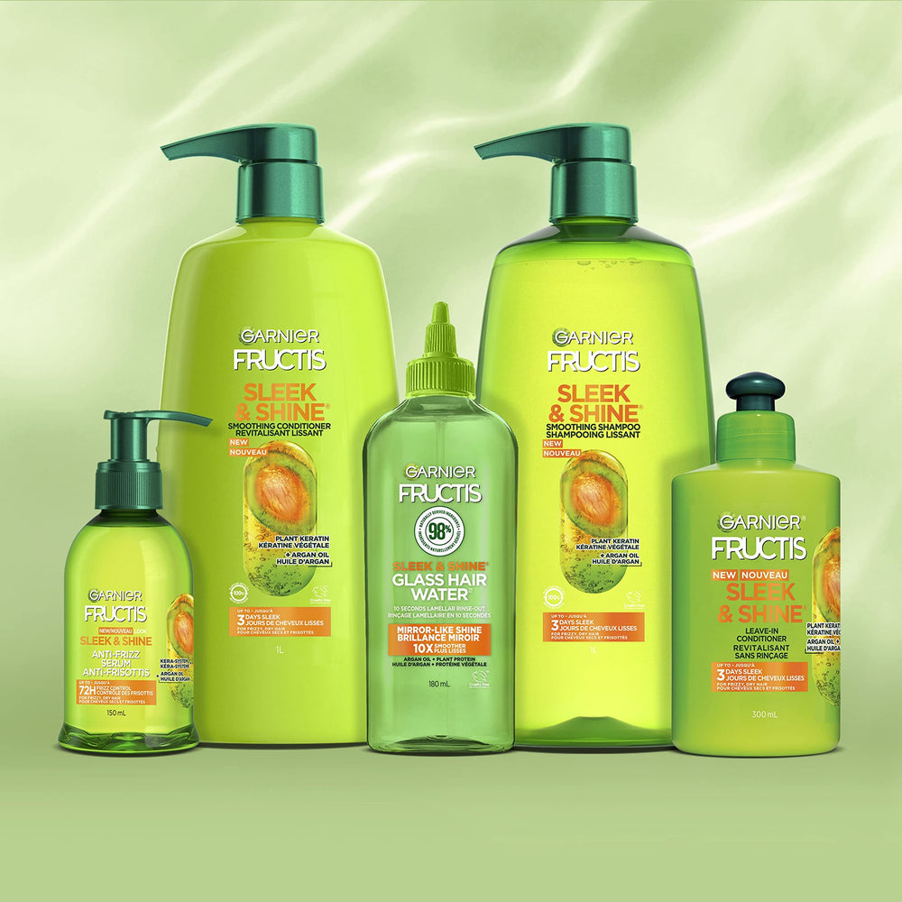Garnier bottle placed on bathroom shelf communicating everyday routine benefit