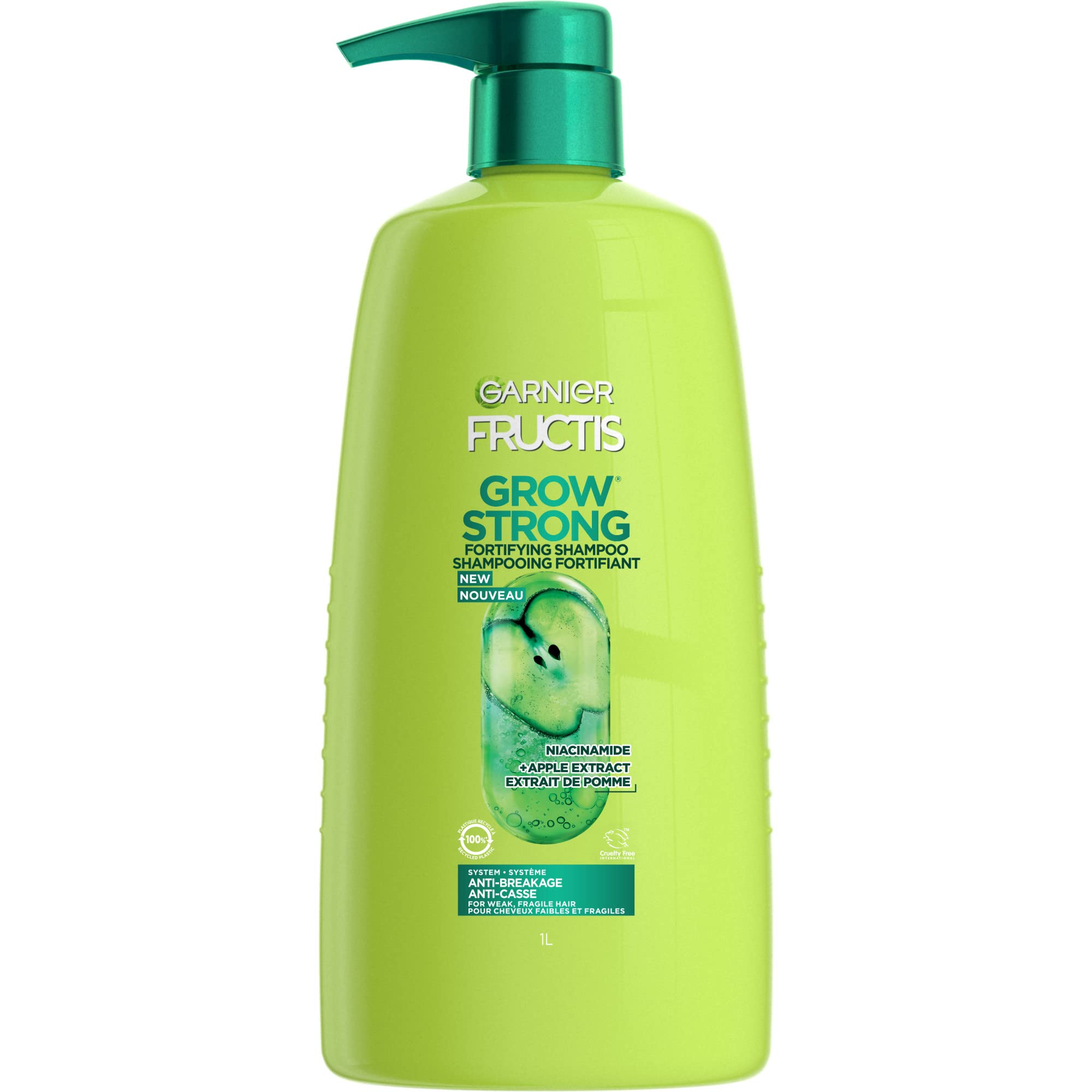 Garnier Fructis Grow Strong front bottle showing label and size benefits