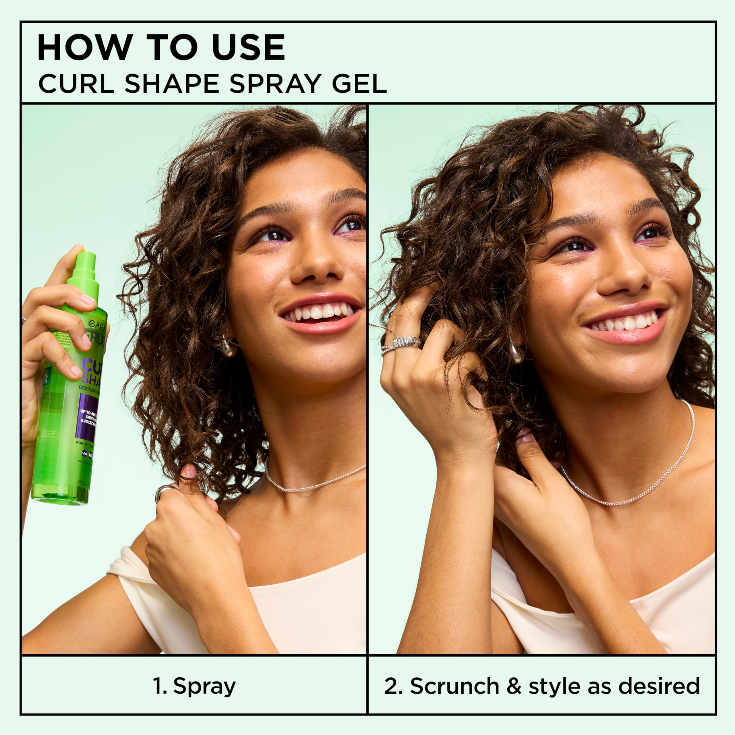garnier bottle in hand for scale illustrates 8.5 fl oz size and portability