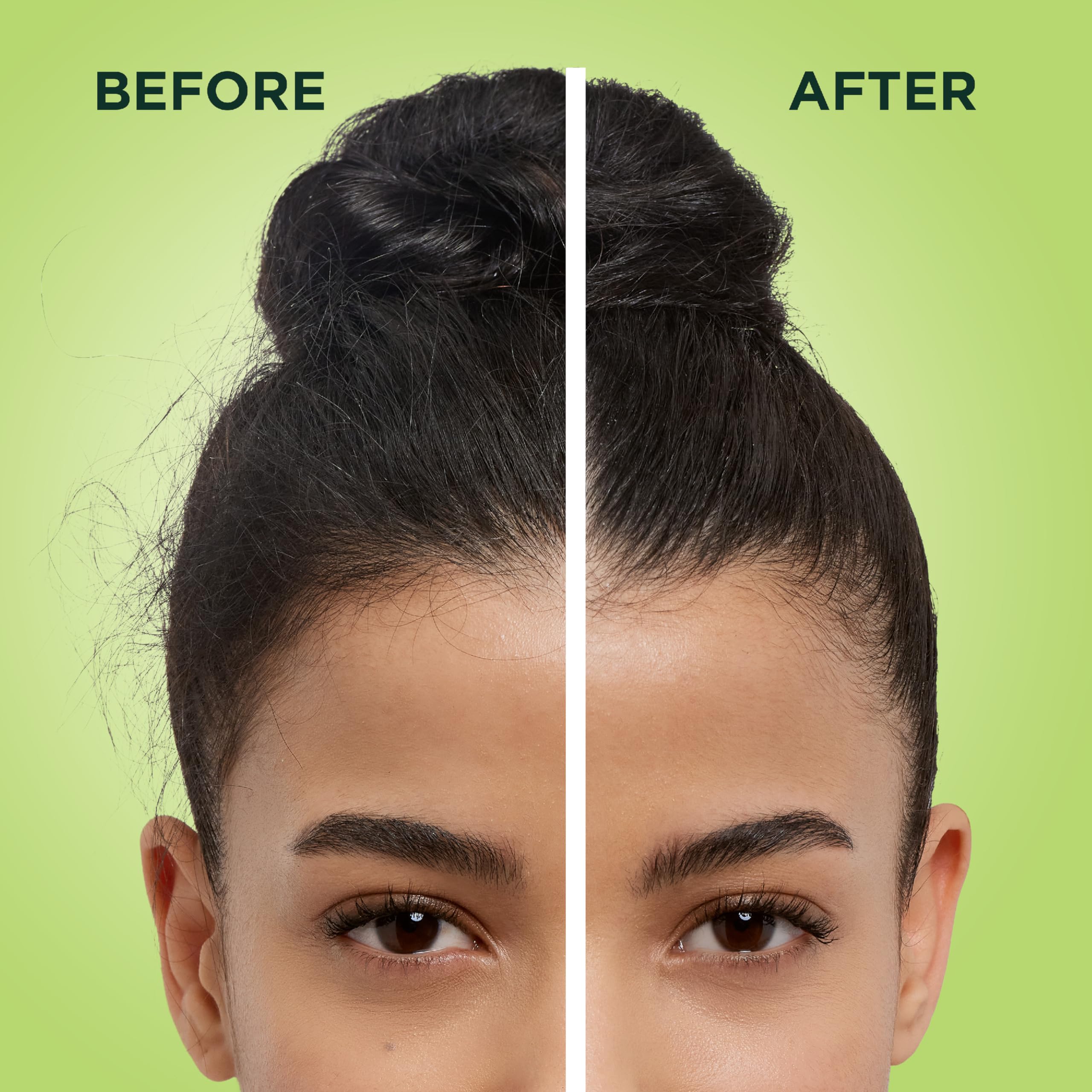 Garnier Fructis in use smoothing hairline for instant polished look