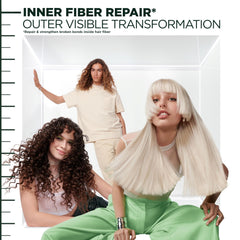 Garnier Fructis on a bathroom shelf in routine with shampoo and conditioner
