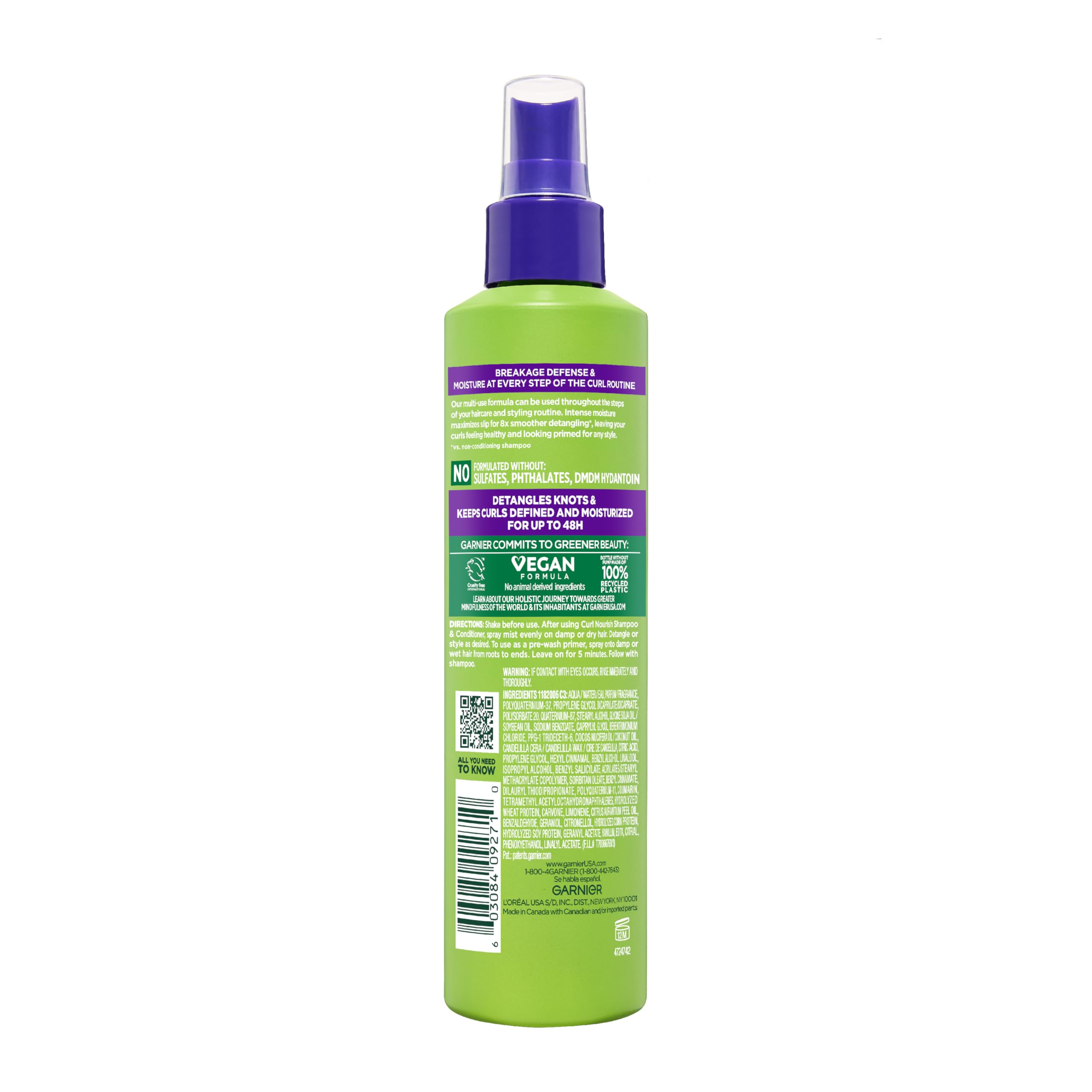 Garnier Fructis on model with defined curls showing moisturized results