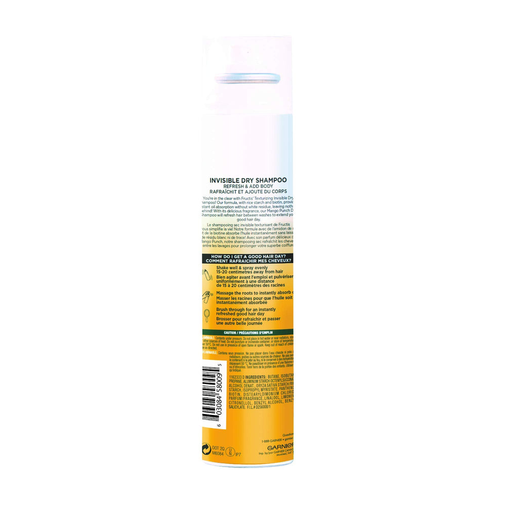 Garnier Fructis being sprayed at roots to absorb oil and add volume