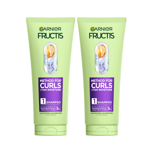 Garnier Fructis front bottle showing label and hydration benefits