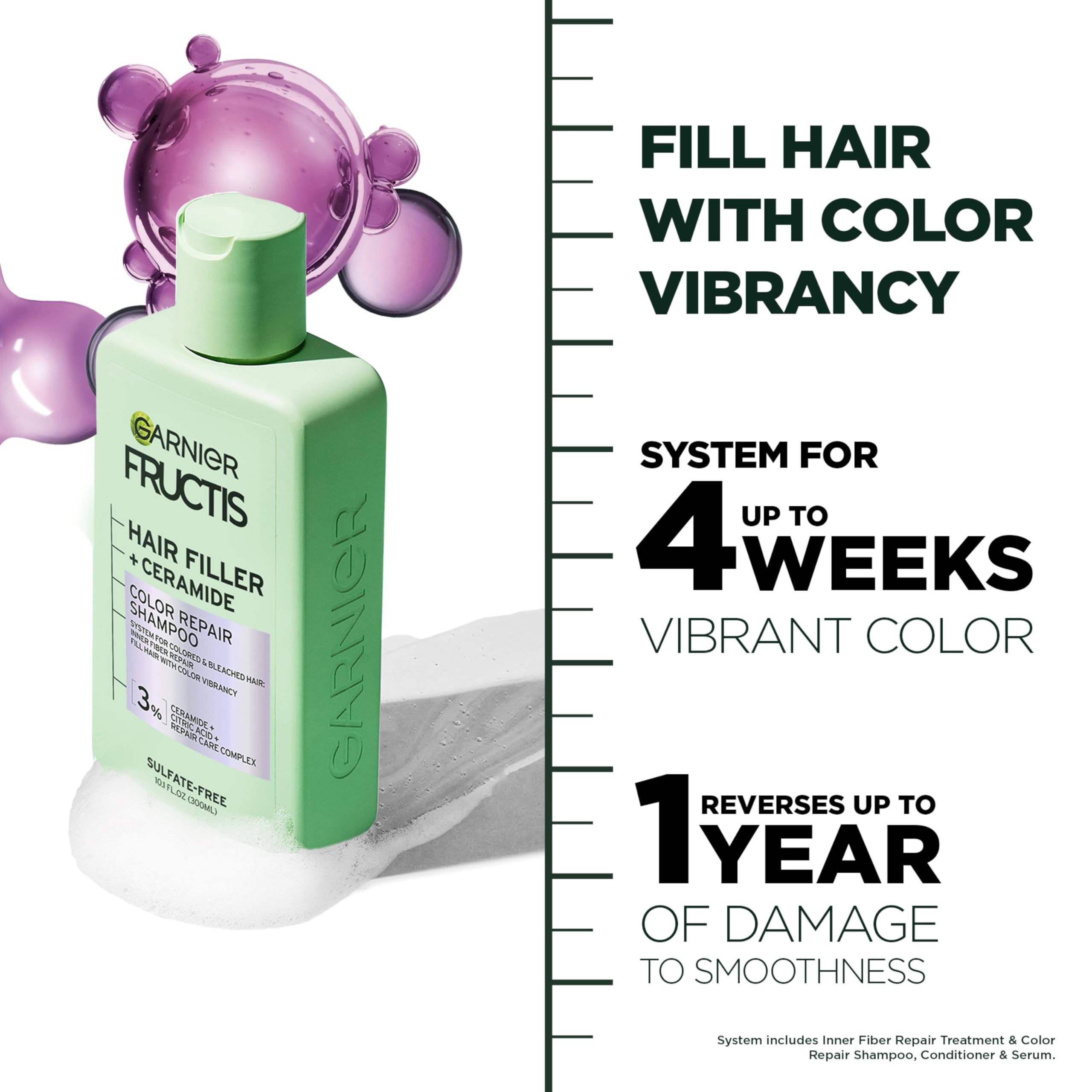 Garnier Fructis pump dispensing shampoo texture for application benefit