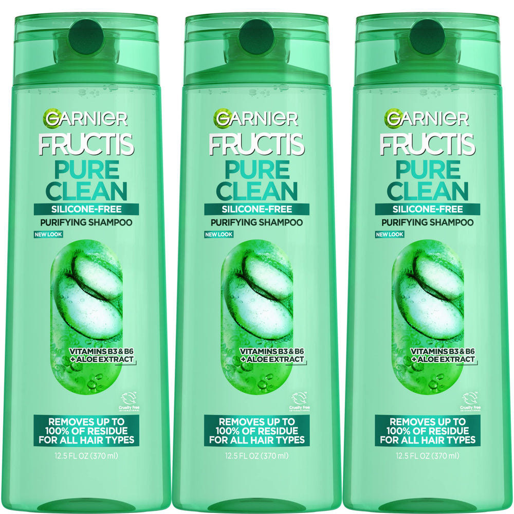 Garnier Fructis front packaging showing 3-count and benefits visibly
