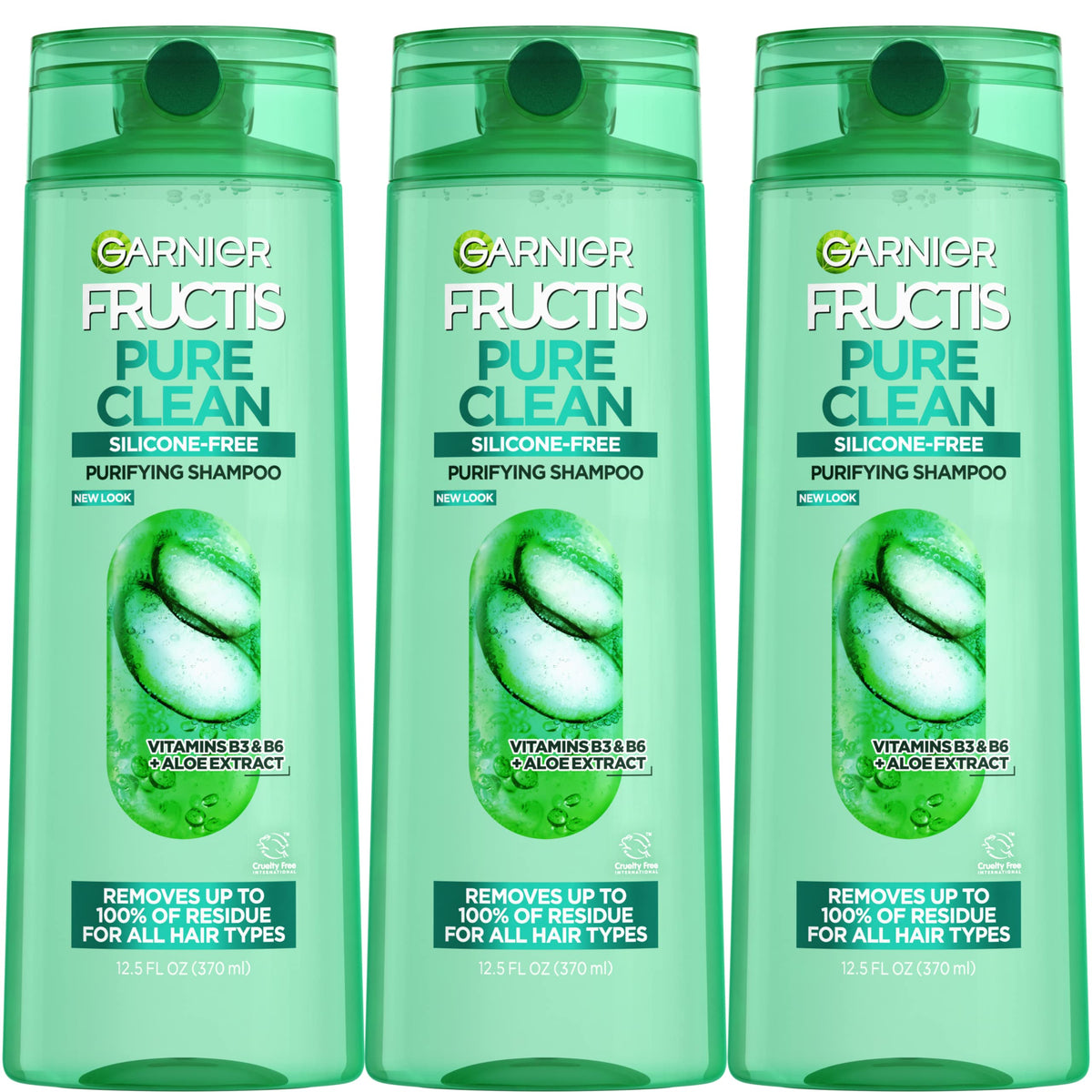 Garnier Fructis front packaging showing 3-count and benefits visibly