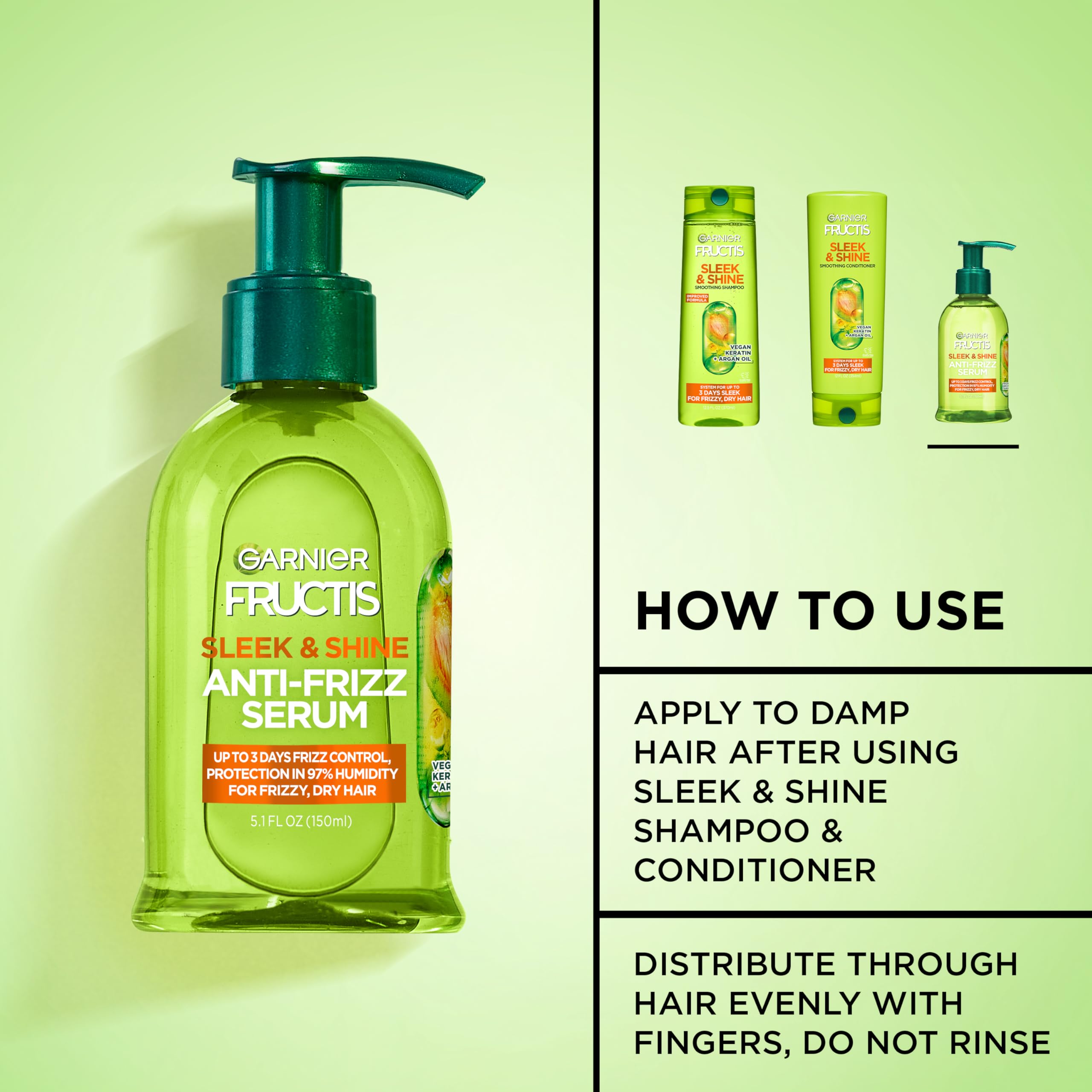 Garnier Fructis serum texture on hand showing lightweight absorption