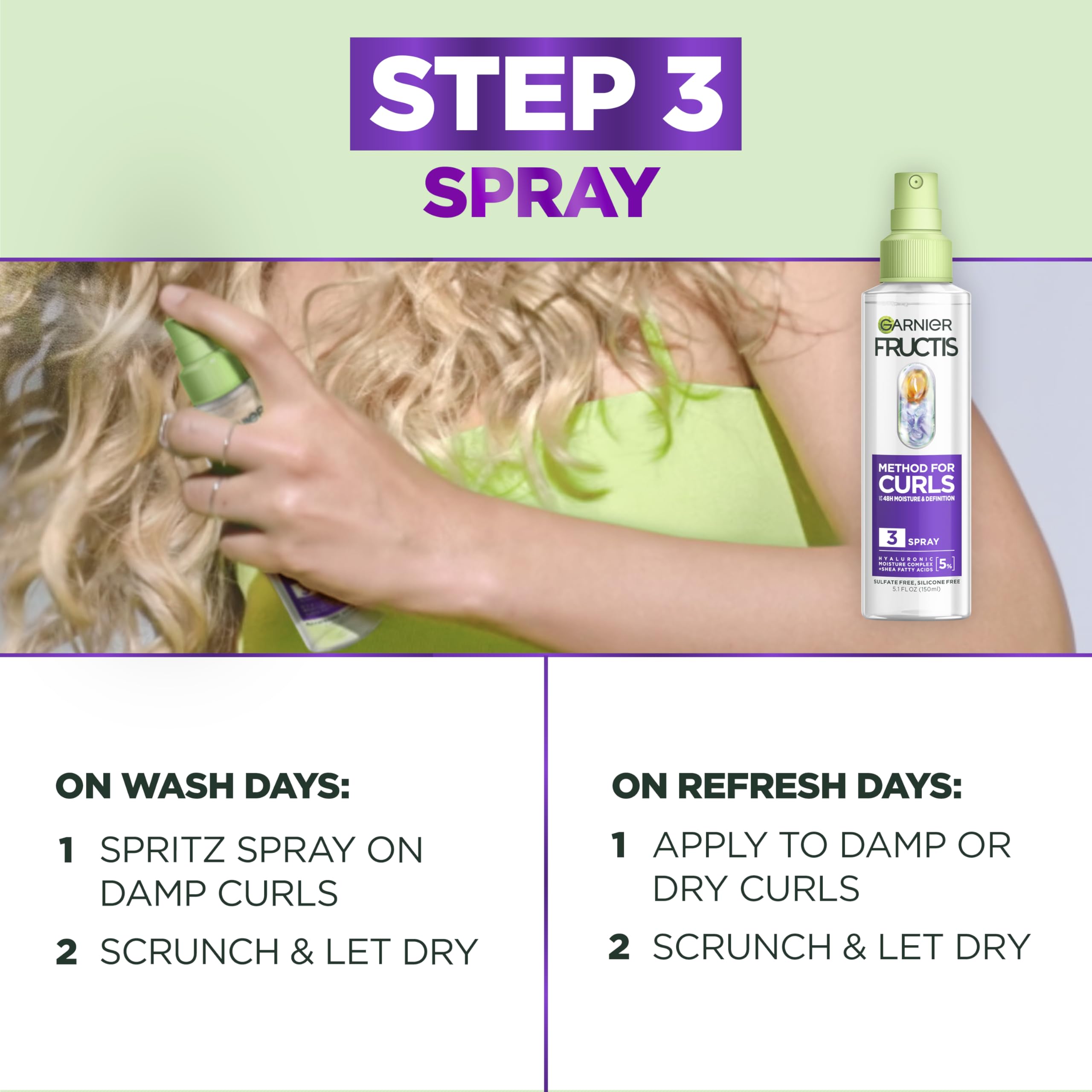 Garnier Fructis shampoo being applied in shower for gentle cleansing