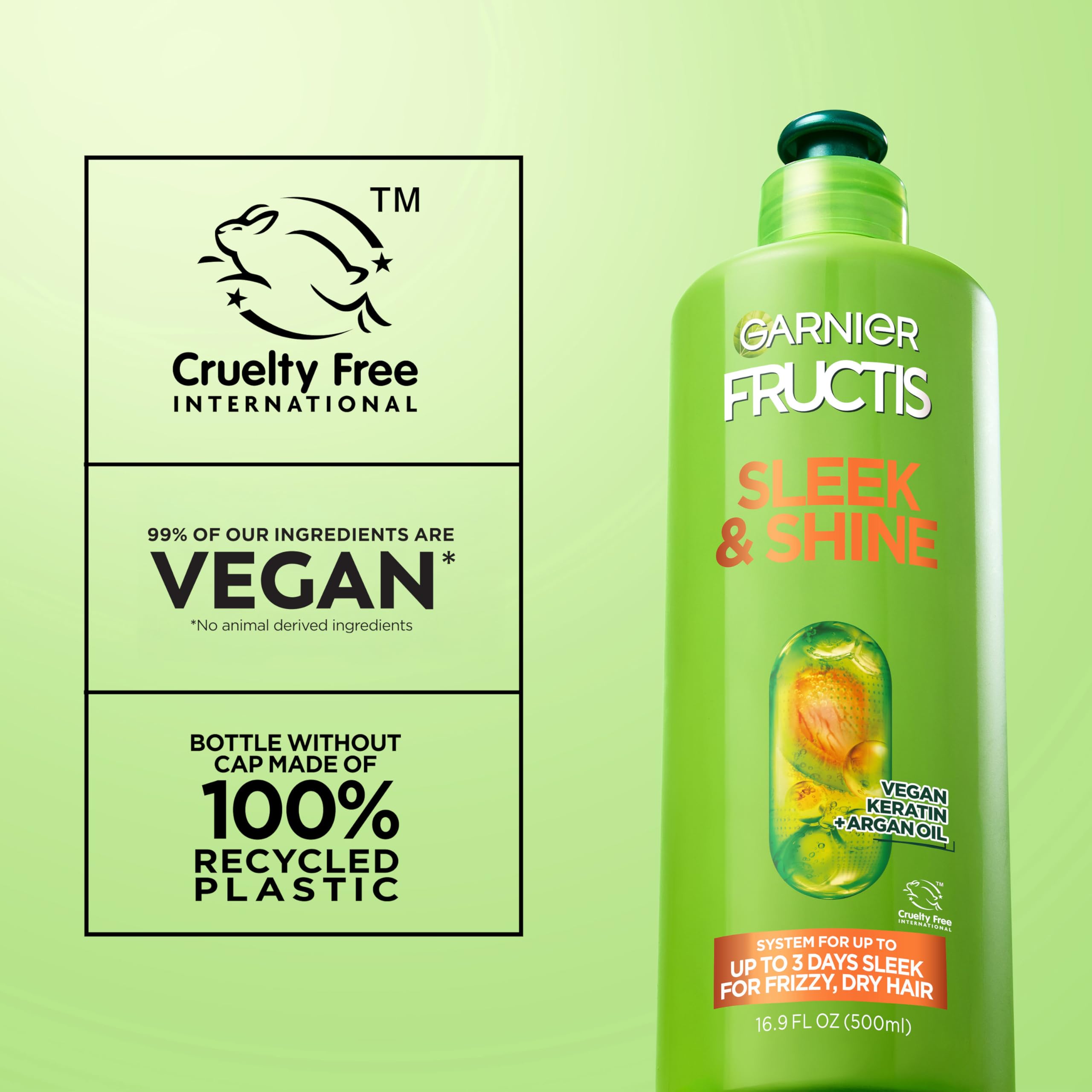 Side-by-side before and after hair using Garnier Fructis to show reduced frizz and shine