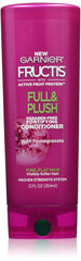 Garnier Full & Plush conditioner front bottle showing pomegranate and benefits