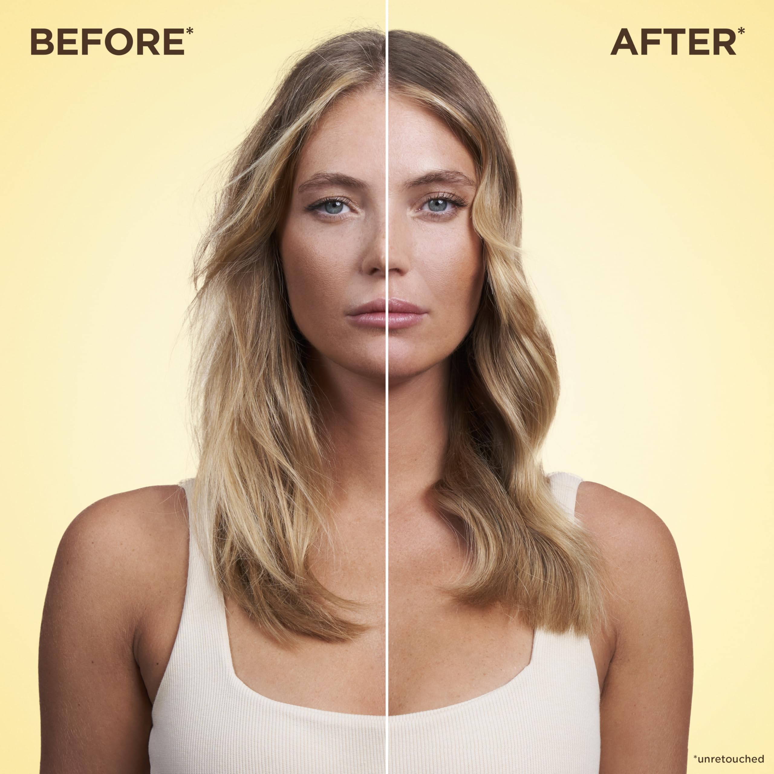 Garnier model with smooth hair showing visible soft shine