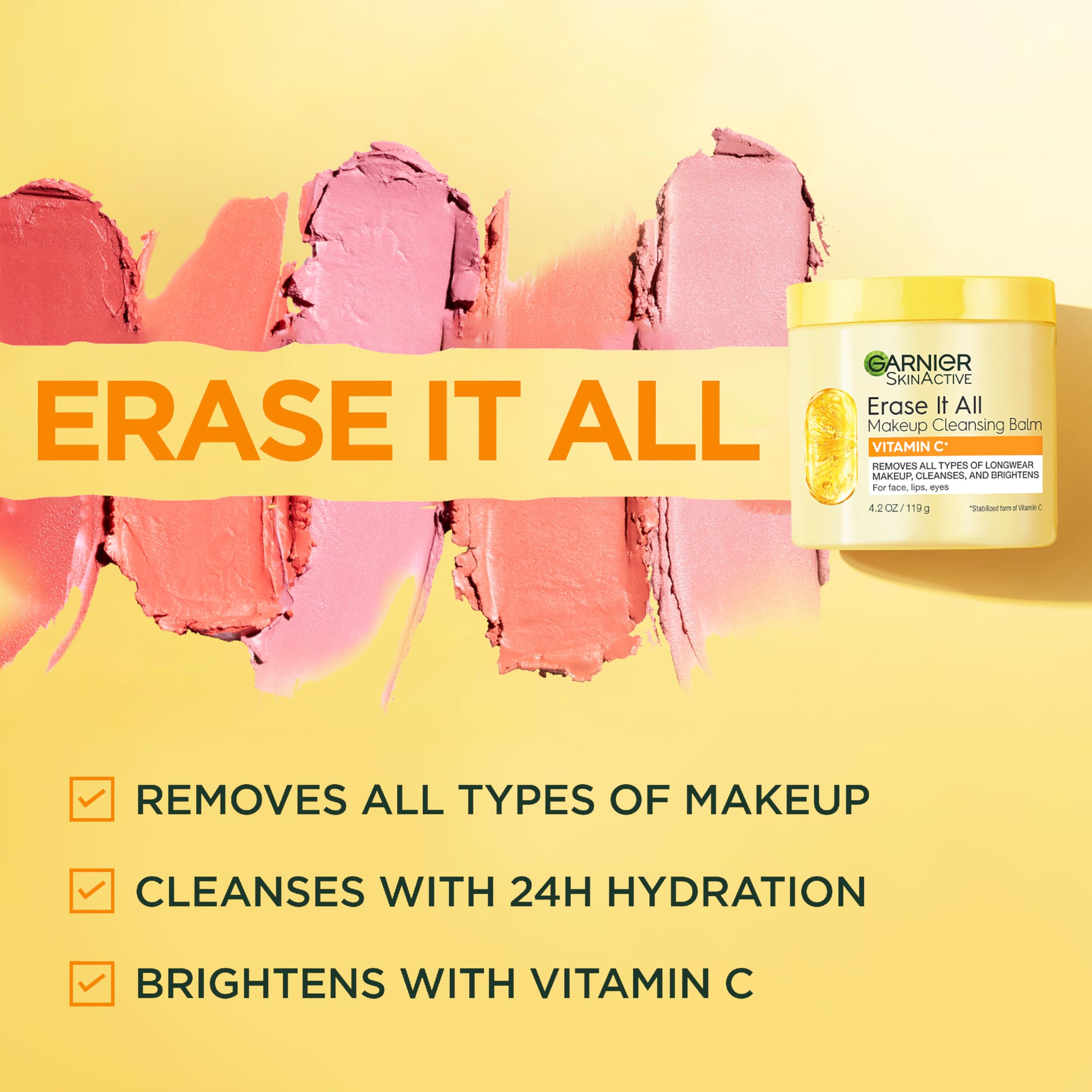 Garnier jar label and ingredient list highlighting Vitamin C and gentle formulation benefit