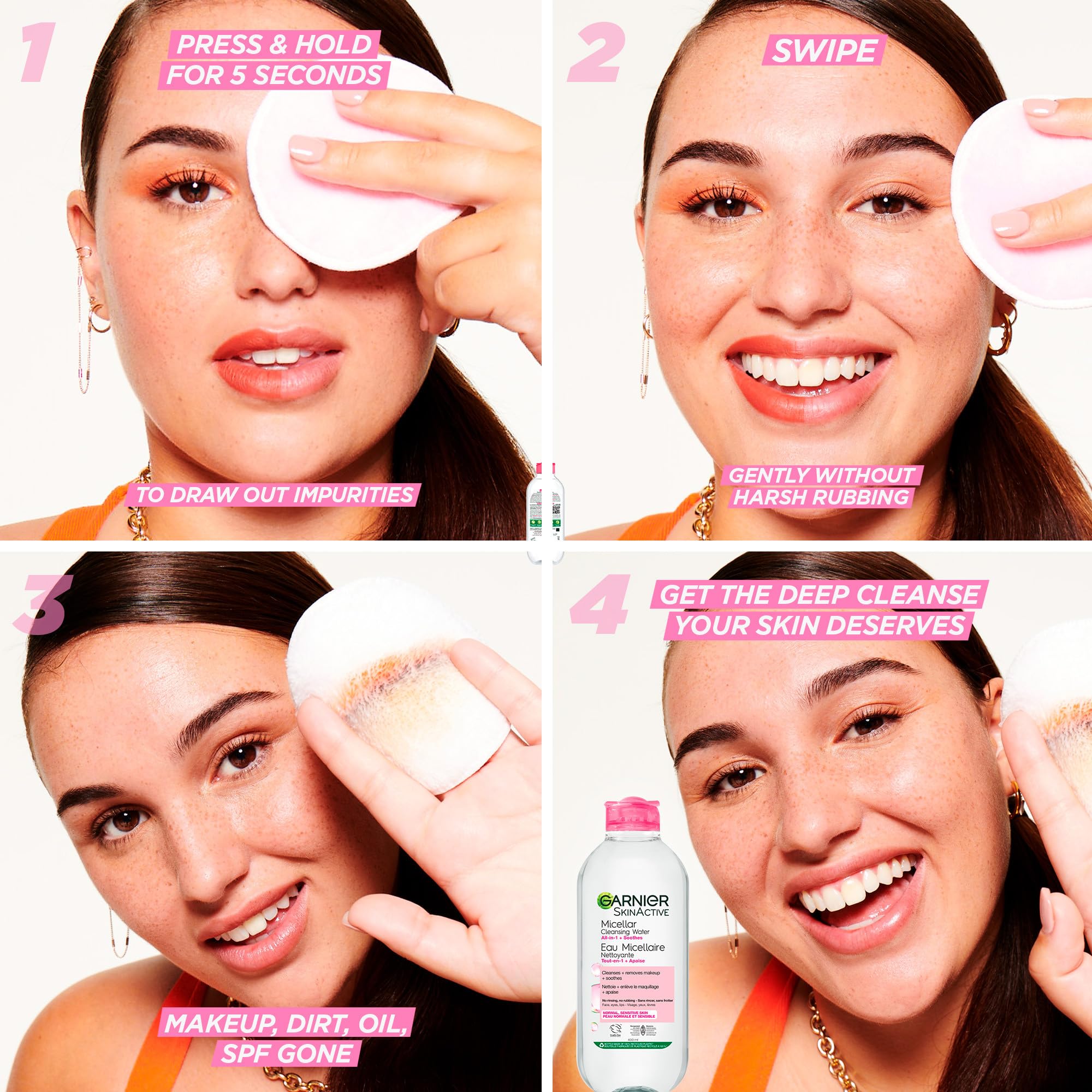 Garnier label close-up showing alcohol-free, fragrance-free formulation benefits