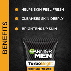 Garnier men TurboBright applied to face demonstrating effective dirt removal
