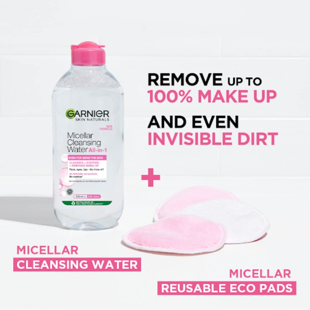 Garnier micellar 125ml inside travel bag illustrating airport-friendly convenience