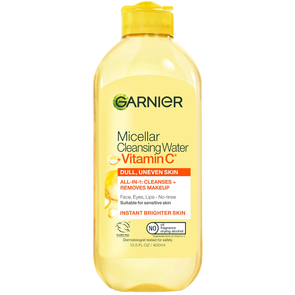 Garnier bottle front packaging showing label and brightening benefit