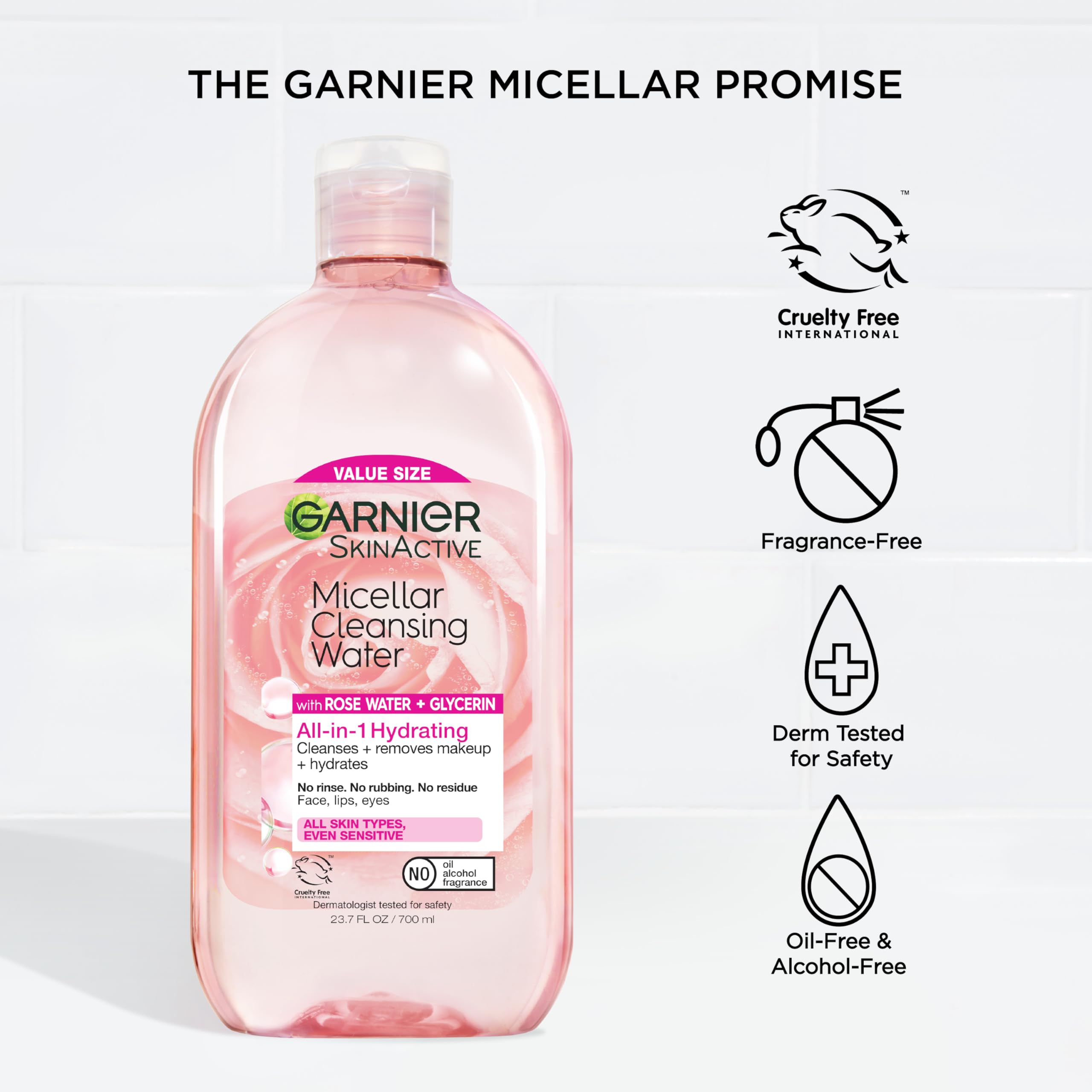 Garnier micellar in use removing eye makeup with pad — gentle on delicate skin