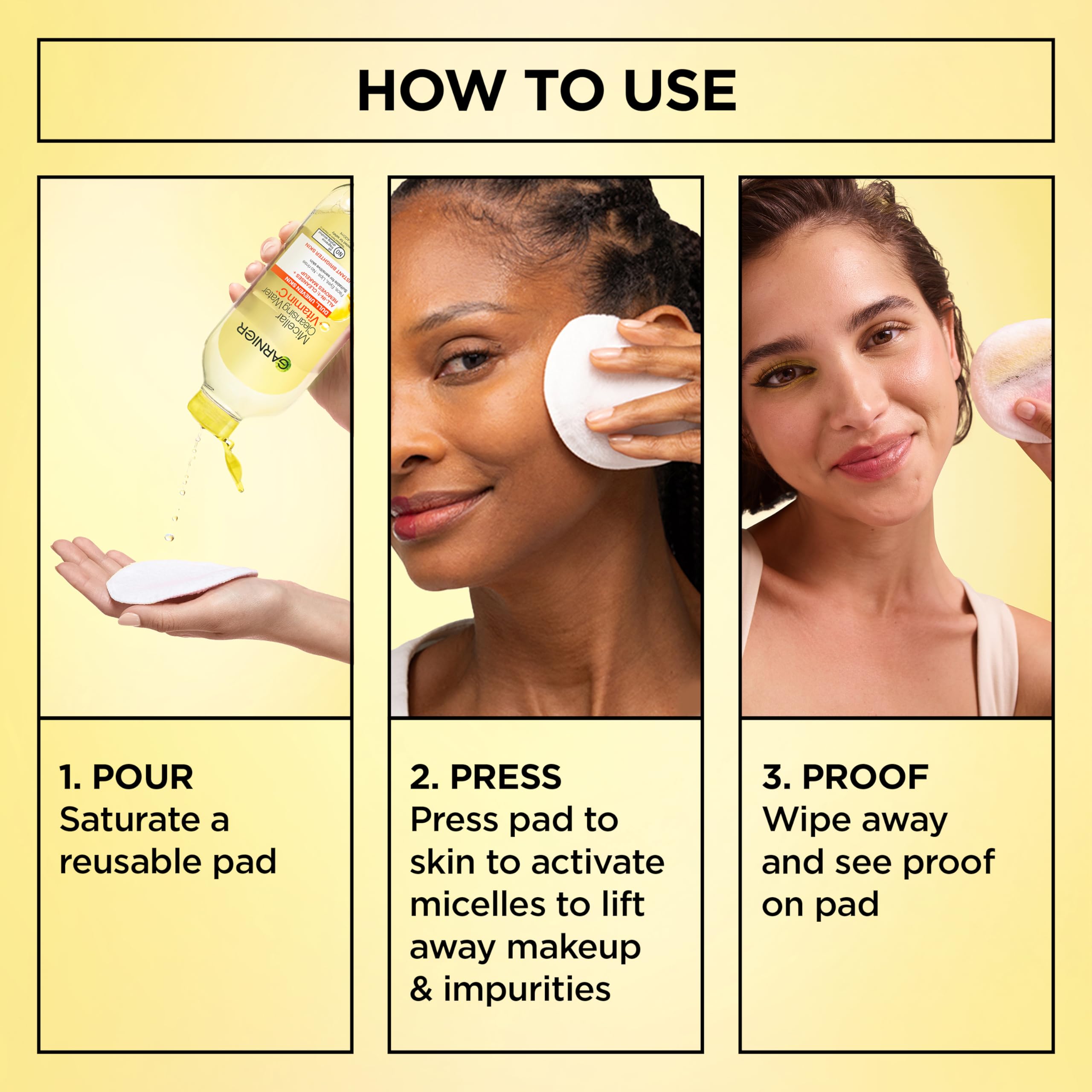 Garnier bottle on a bathroom shelf styled in a daily skincare routine