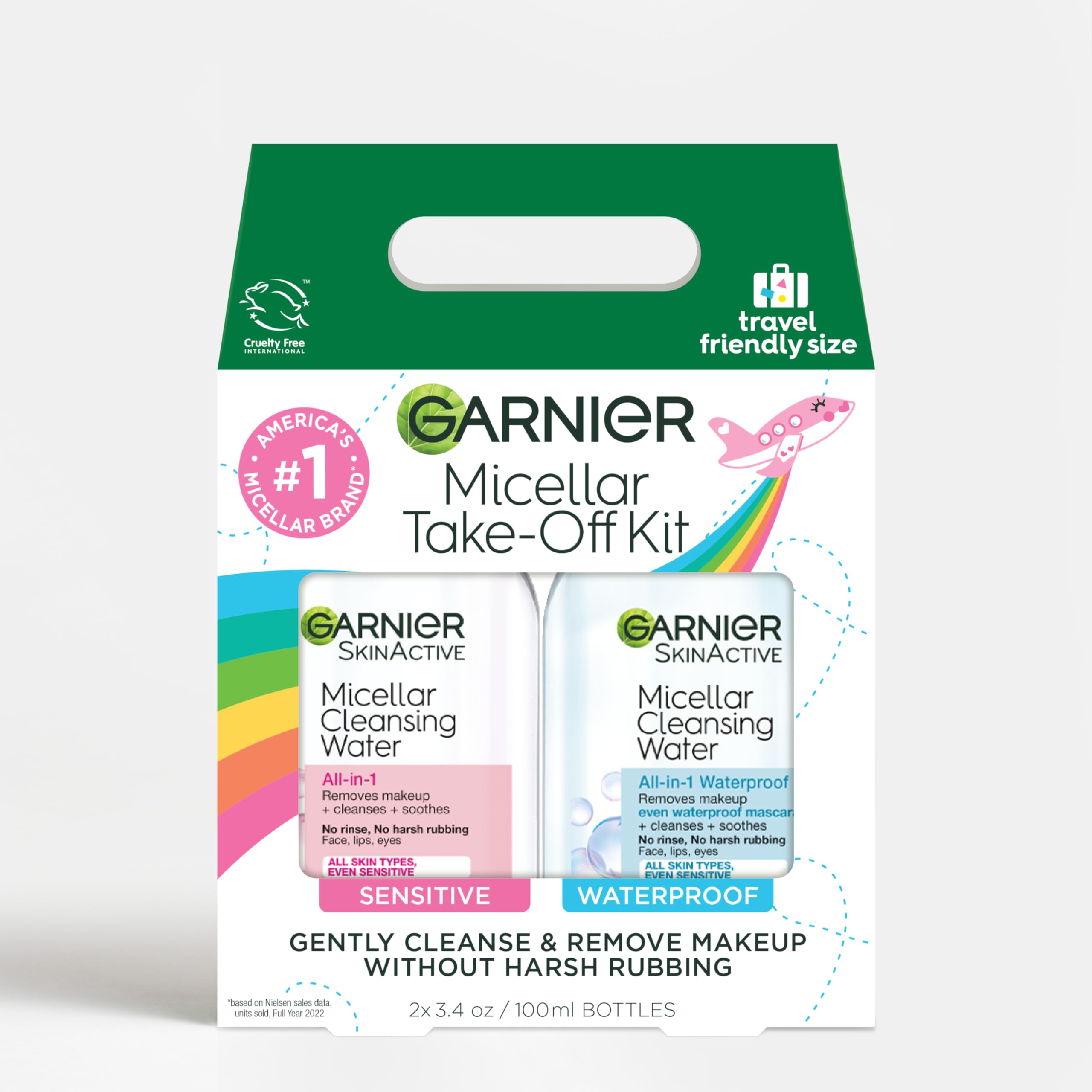 Garnier front packaging showing travel kit and benefits