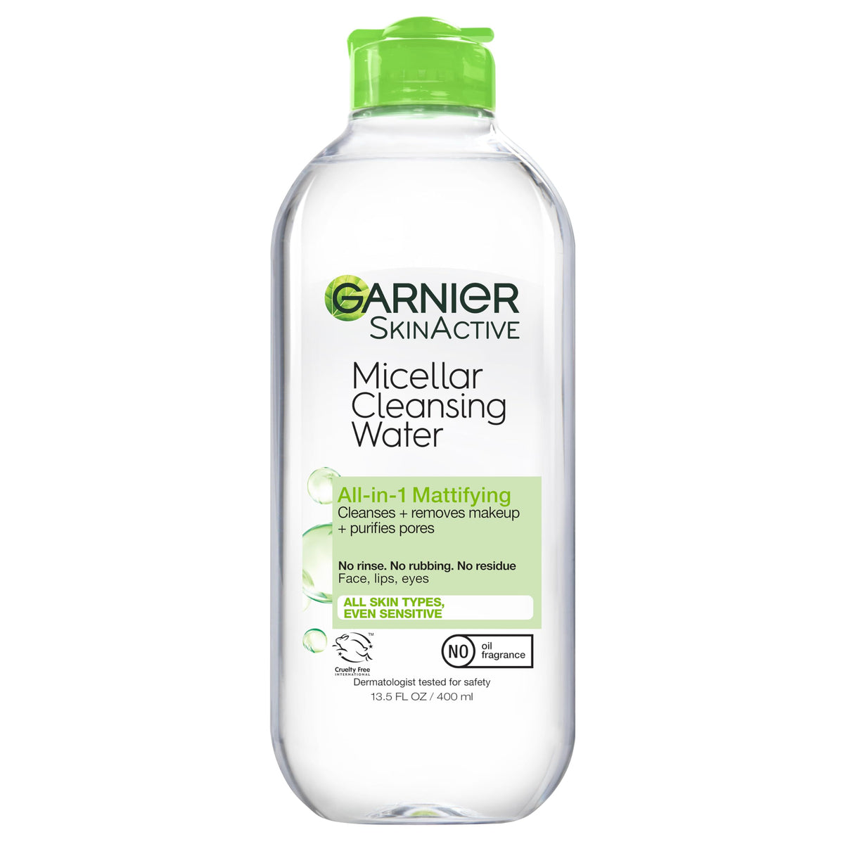 Garnier bottle front view showing size and mattifying benefit