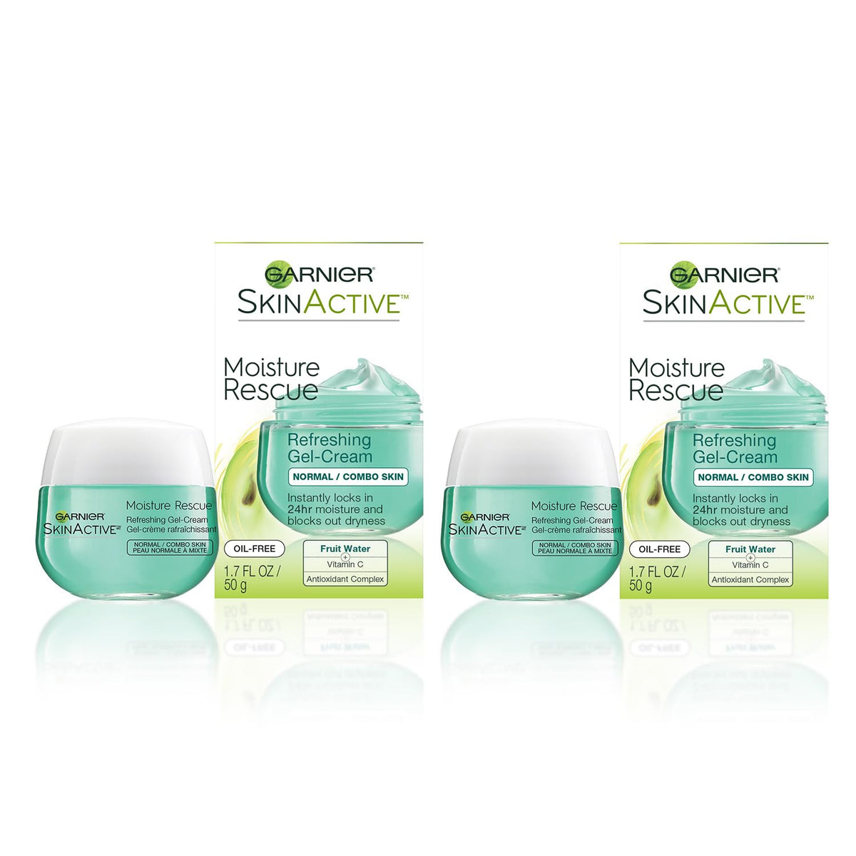 Garnier front packaging showing jar and label, clear hydration benefits