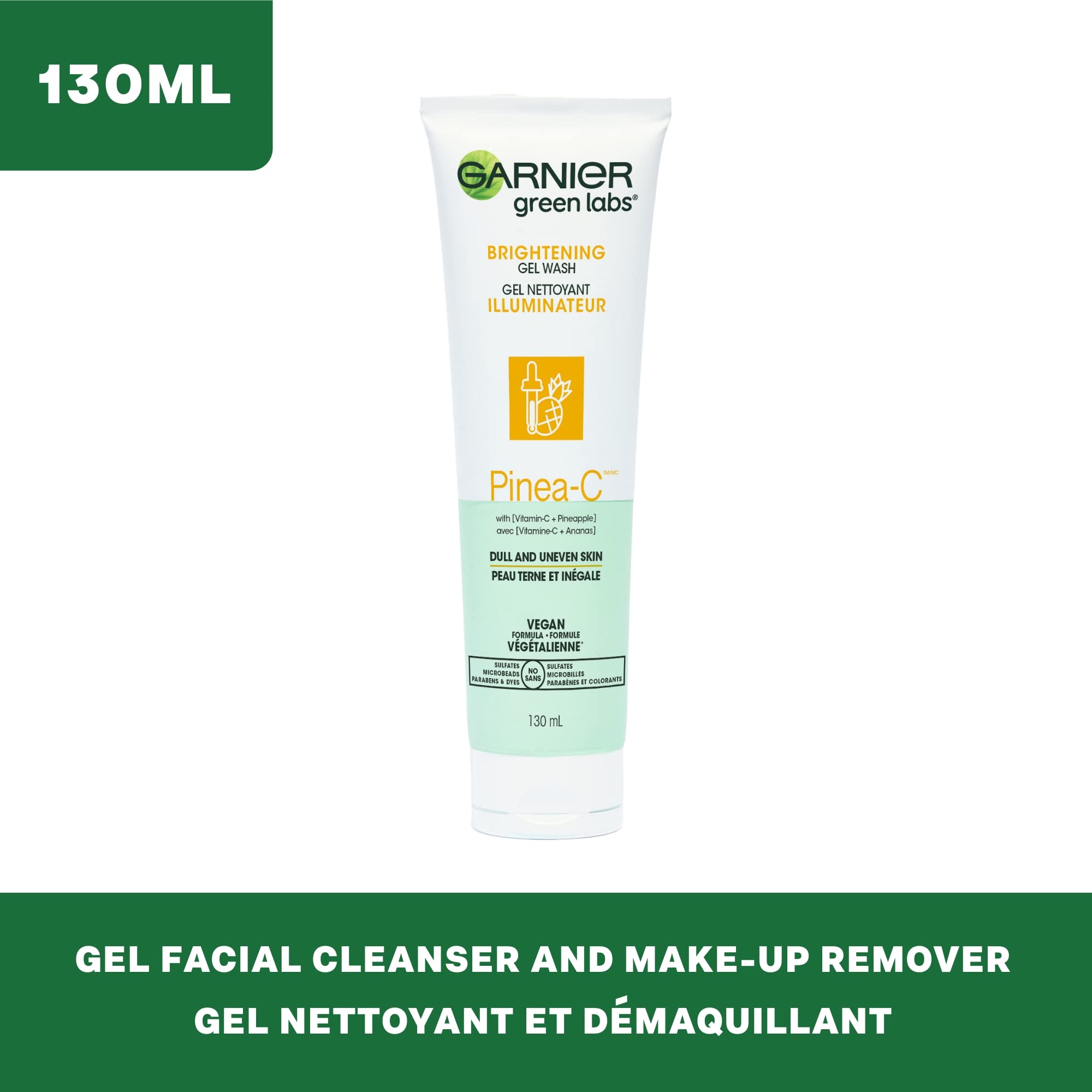 Garnier Pinea-C pump and label detail highlighting ingredient claims and user-friendly dispenser