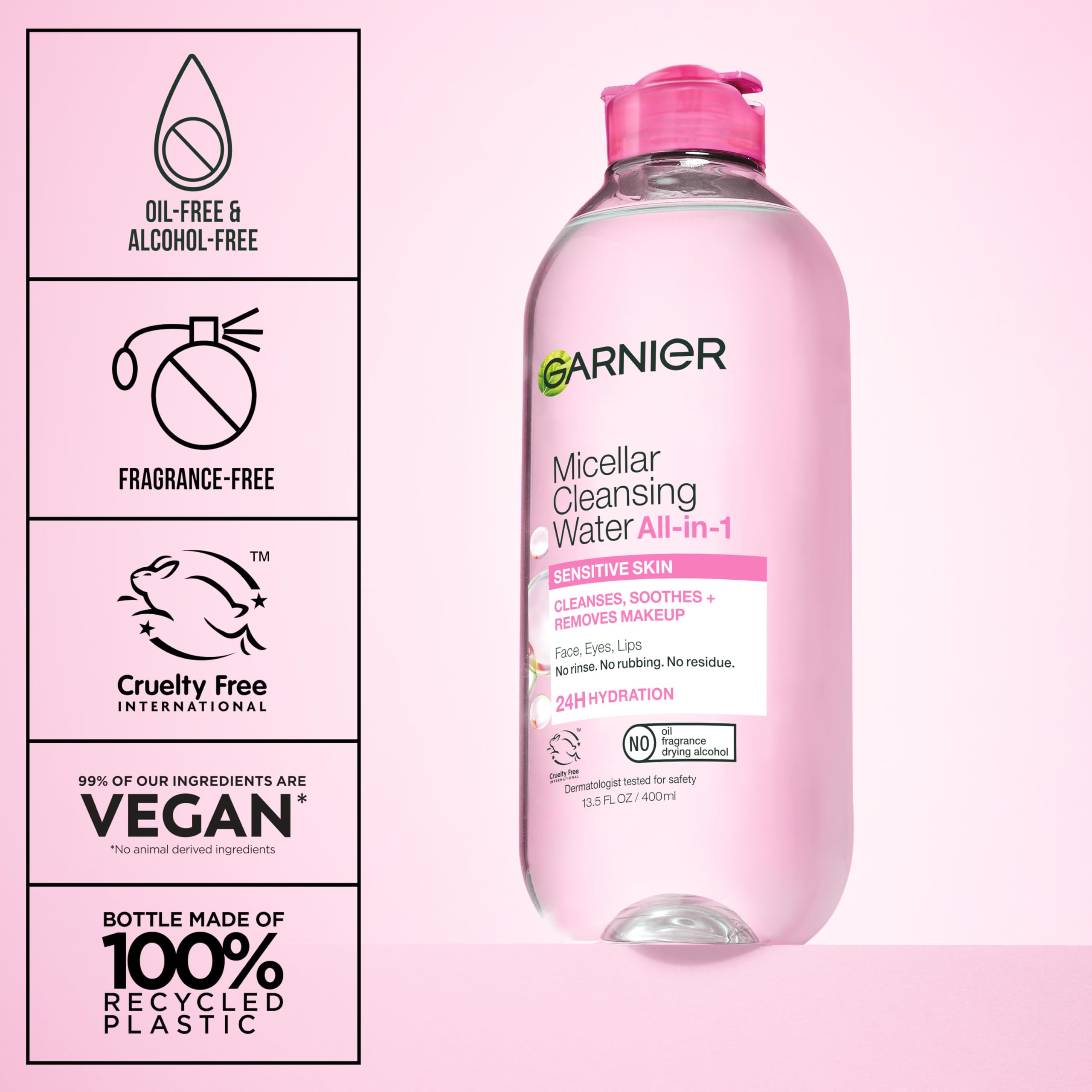 Garnier removing eye makeup on closed eye demonstrating gentle effective removal