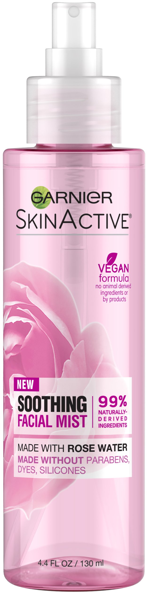 Garnier front packaging showing compact travel-friendly bottle and benefits