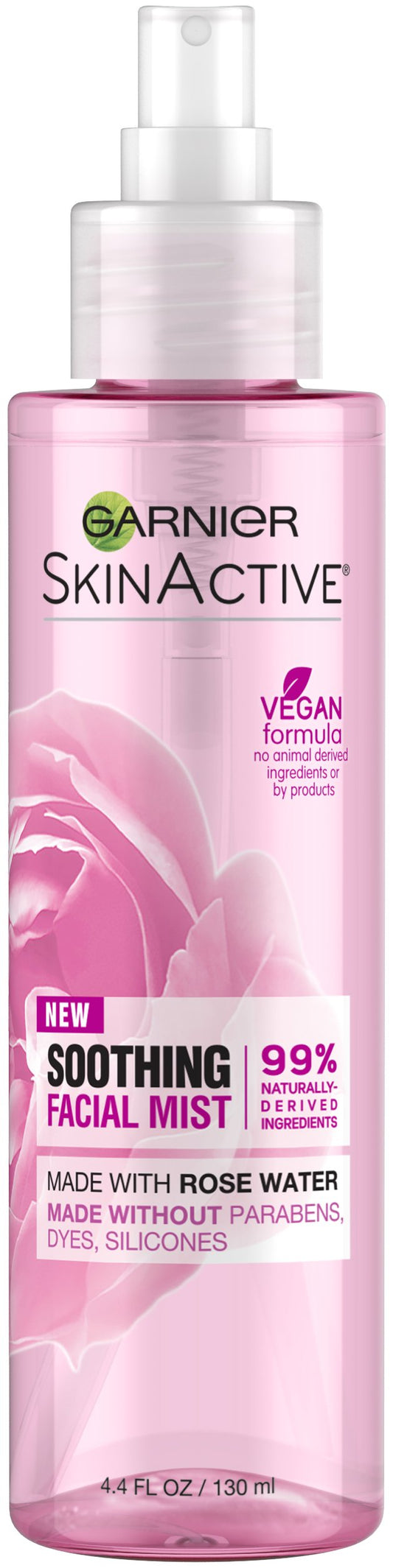 Garnier front packaging showing compact travel-friendly bottle and benefits
