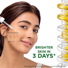 Garnier serum applied on hand demonstration showing spreadability and radiant effect