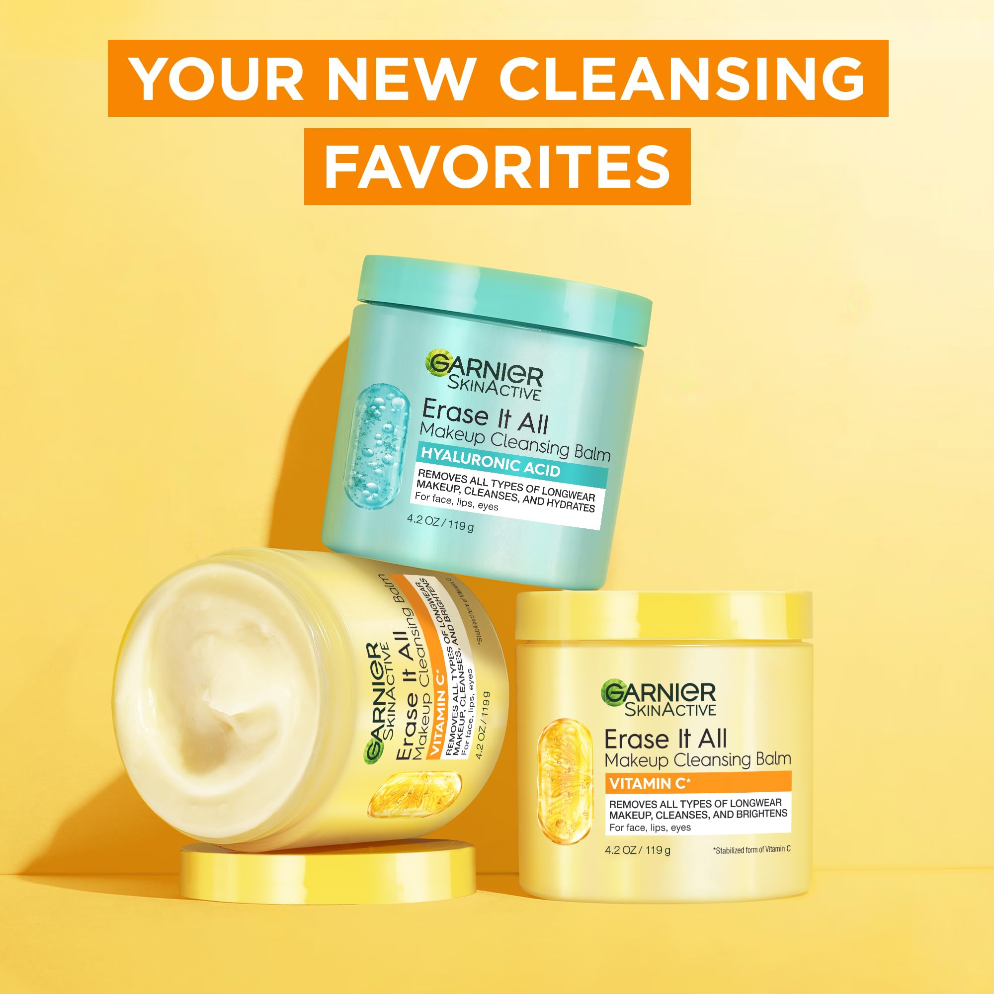 Garnier 4.2 oz jar held in hand to show size and portability for daily use benefit