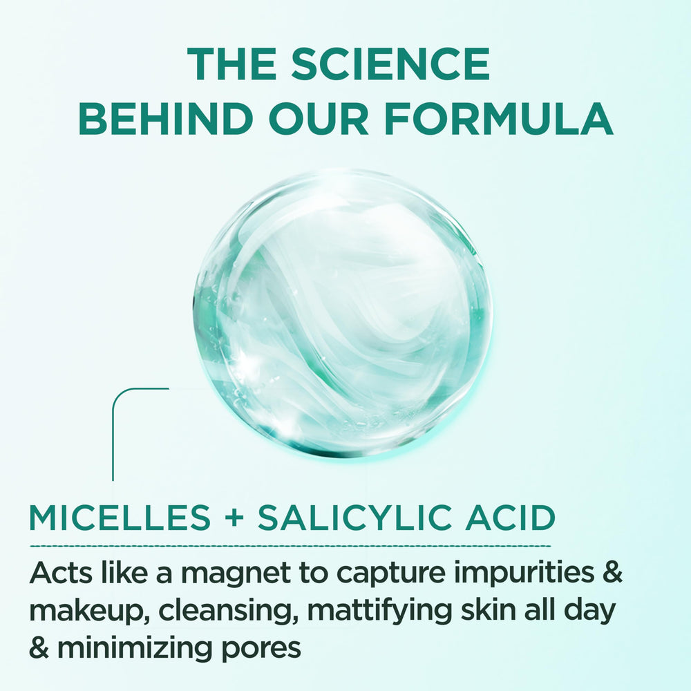 Garnier micellar texture on cotton pad demonstrating gentle makeup and oil lift benefit