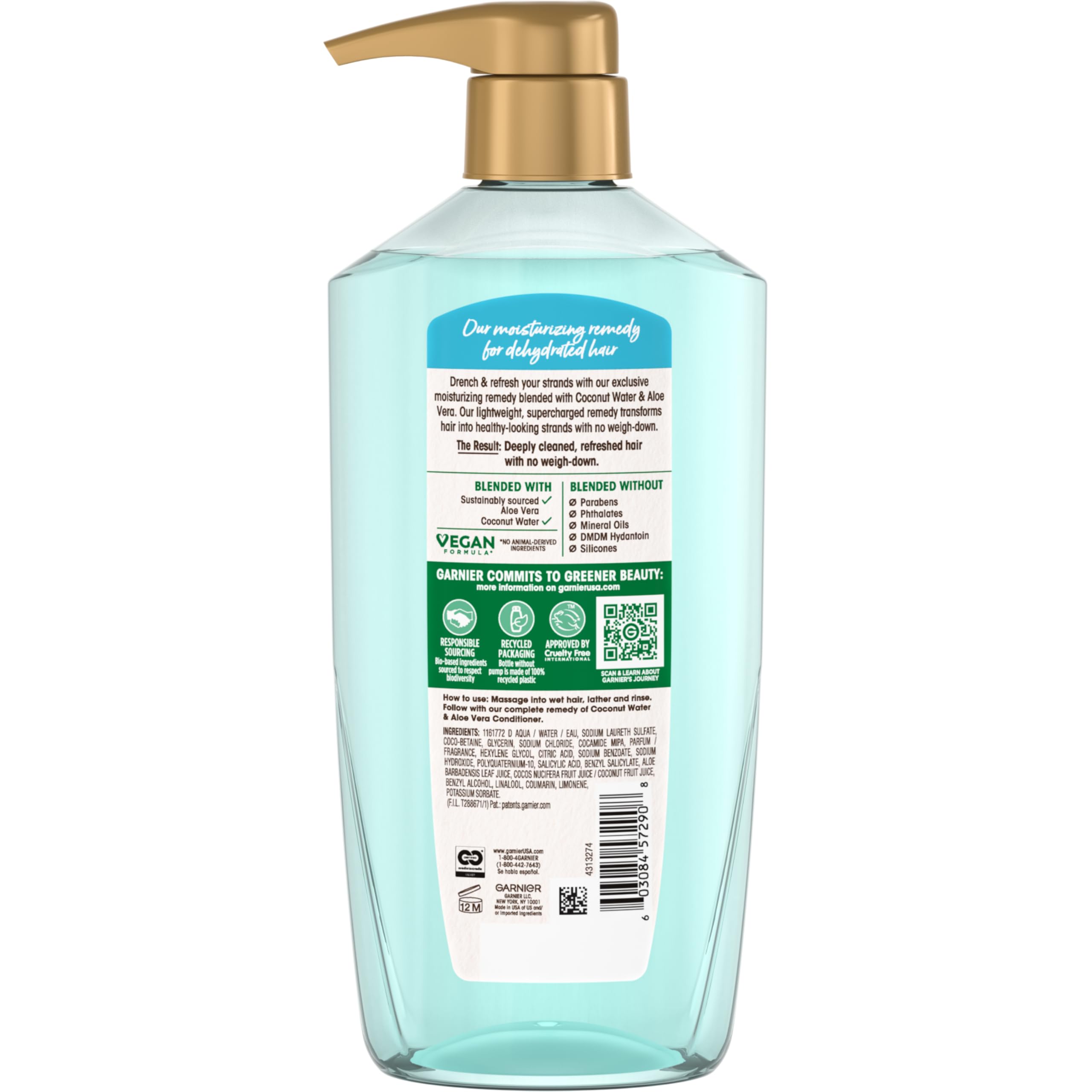 Garnier shampoo being poured to show smooth texture and easy application