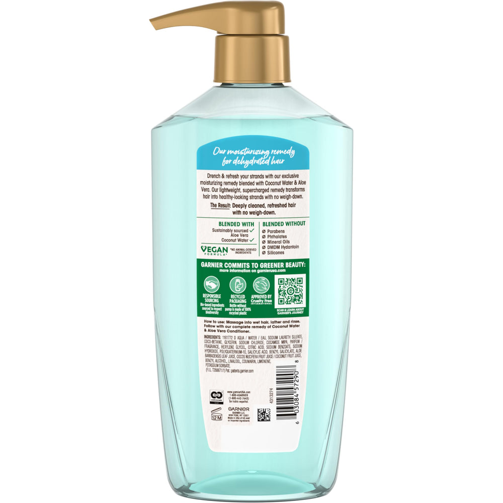 Garnier shampoo being poured to show smooth texture and easy application