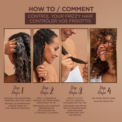 Garnier Whole Blends before and after hair showing reduced frizz