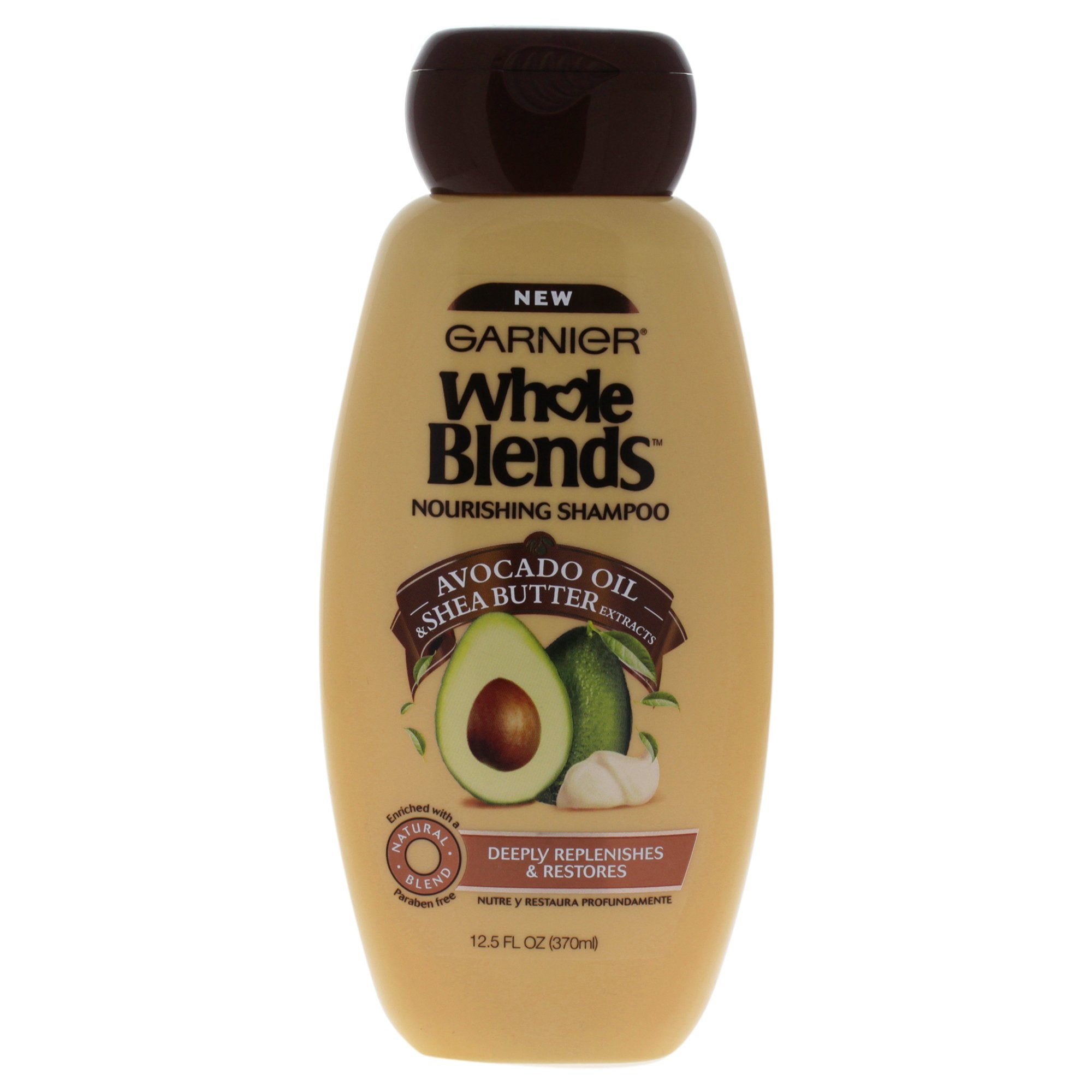 Garnier Whole Blends front bottle showing label and easy-pour cap for convenient use